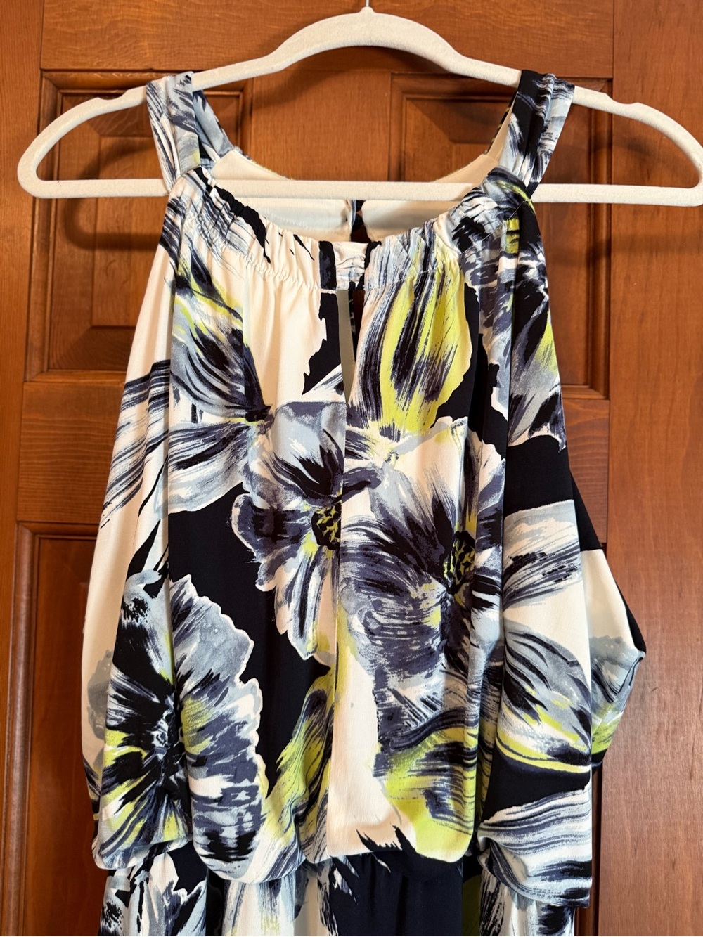 Chico's Floral Maxi Dress - Blue, White & Yellow-Green